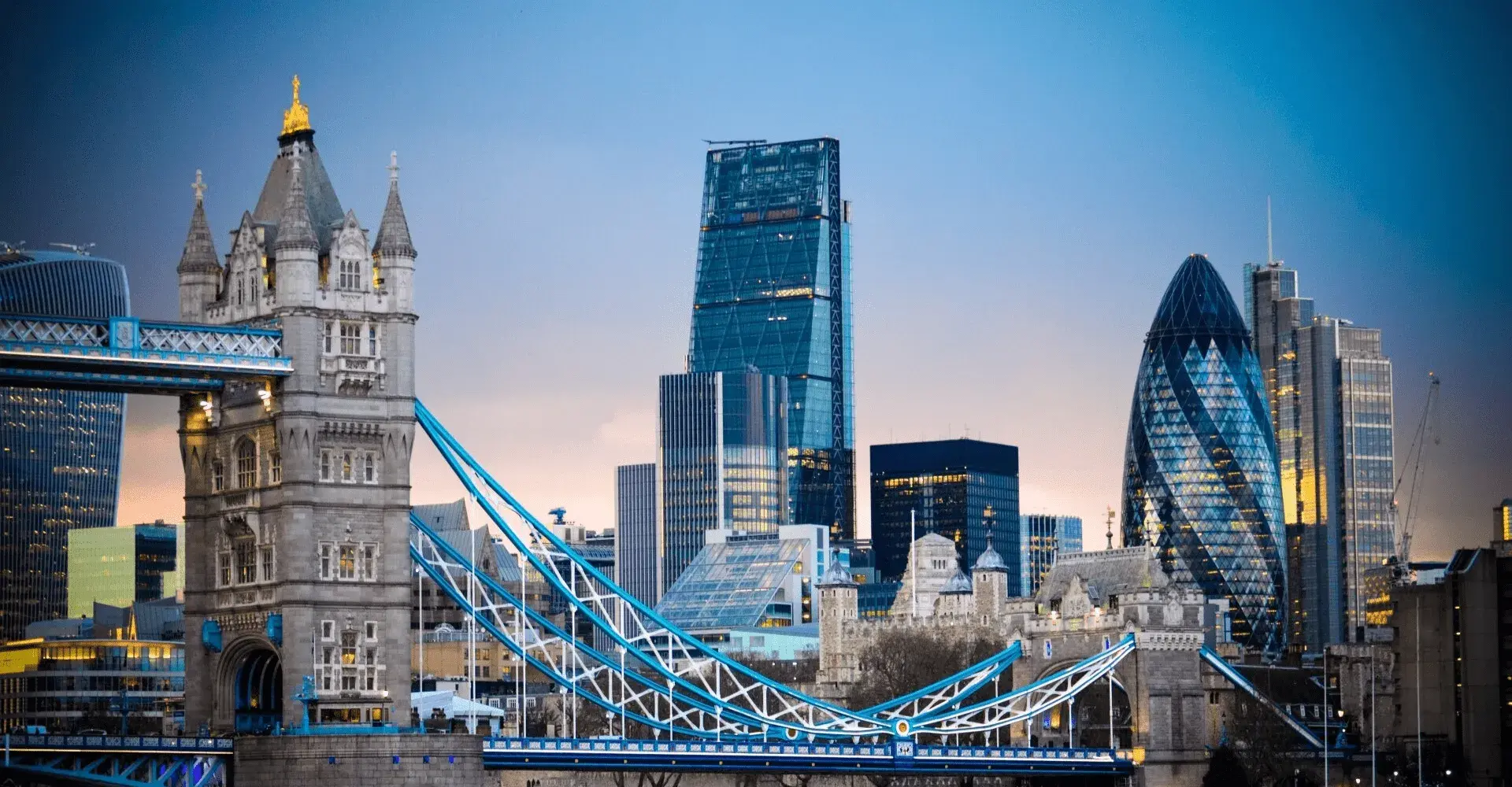 Tower bridge and urban buildings in London